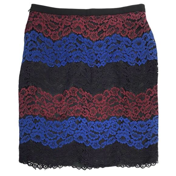 NWT KARL LAGERFELD Paris Colorblocked Floral Lace Pencil Skirt Sz 12 - Picture 7 of 7